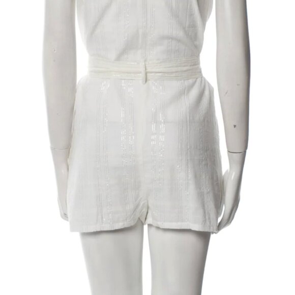 Vitamin A White Textured Tie-Waist Romper Small – Summer Beach Cover Up - Picture 4 of 7